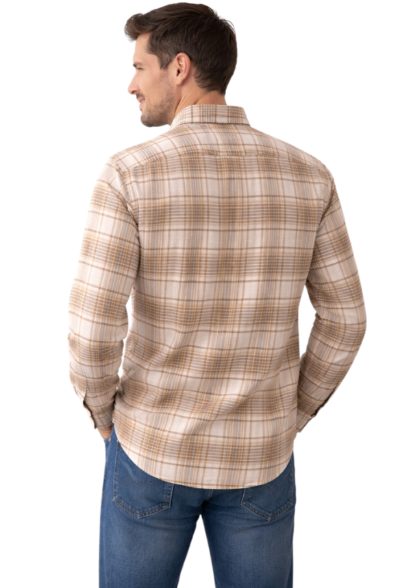 Men’s Beige Checkered Cotton Shirt – Soft & Trendy Casual Wear