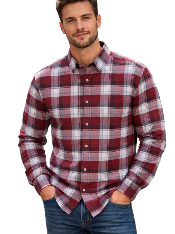 Men’s Red Checkered Shirt – Trendy Stylish Urban Casual Wear