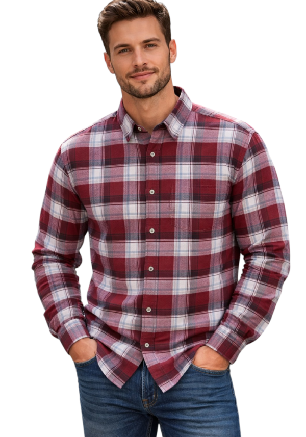 Men’s Red Checkered Shirt – Trendy Stylish Urban Casual Wear
