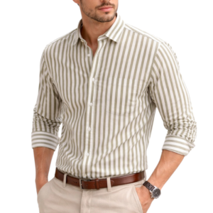 Men’s Beige Striped Shirt – Trendy Stylish Urban Casual Wear