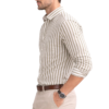 Men’s Beige Striped Shirt – Trendy Stylish Urban Casual Wear