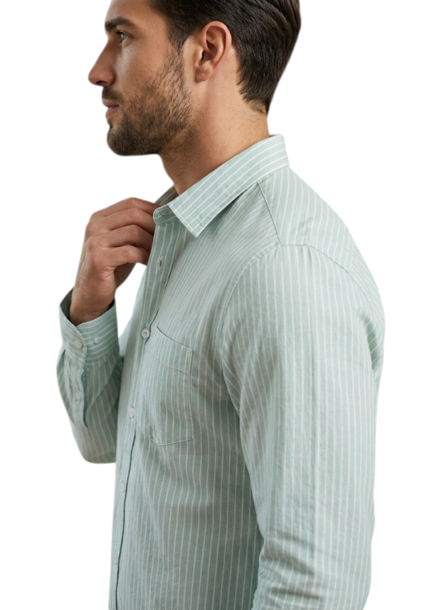 Untitled design (30) Men’s Mint Green Striped Nylon Shirt – Trendy Stylish Urban Casual Wear