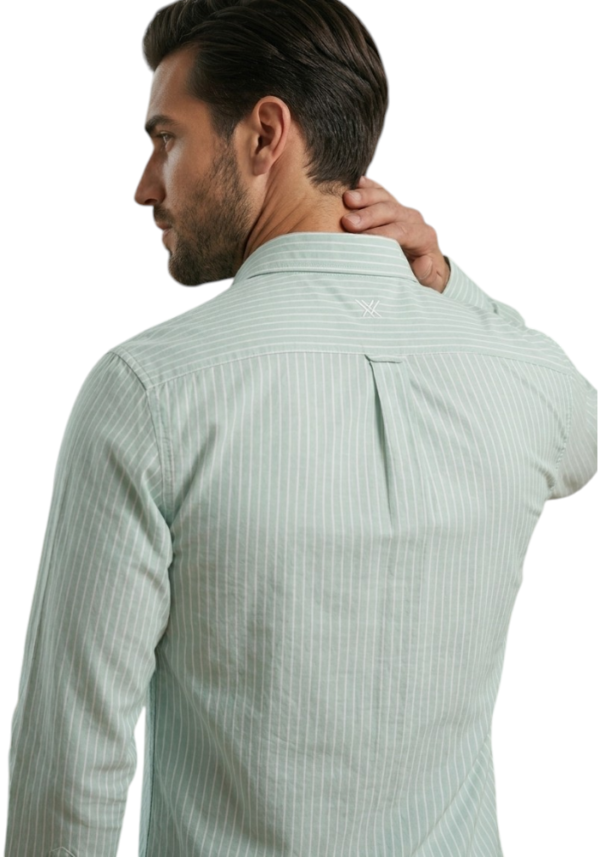 Untitled design (31) Men’s Mint Green Striped Nylon Shirt – Trendy Stylish Urban Casual Wear