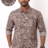 Men’s Premium Vintage Newspaper Print Slim-Fit Viscose Shirt