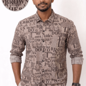 Men’s Premium Vintage Newspaper Print Slim-Fit Viscose Shirt
