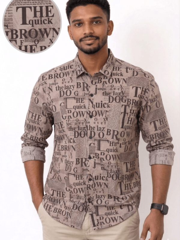 Men’s Premium Vintage Newspaper Print Slim-Fit Viscose Shirt