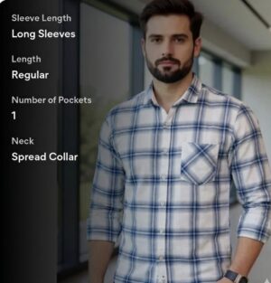 Men’s Blue & White Checked Cotton Shirt