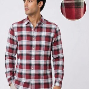 Maroon Plaid Casual Shirt for Men