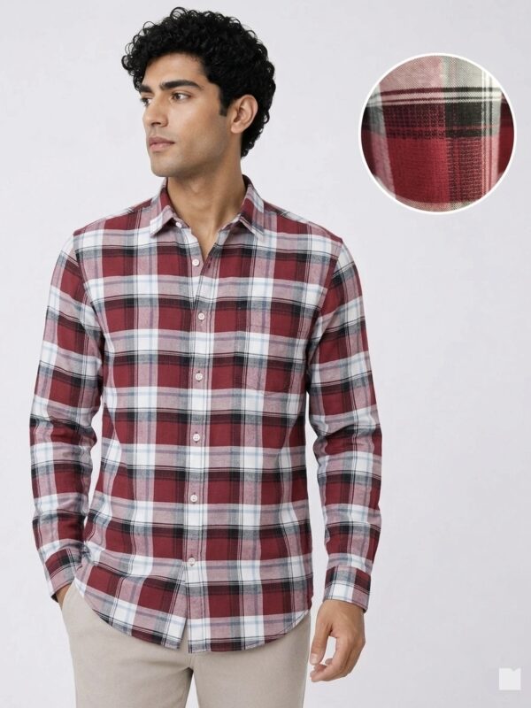 Maroon Plaid Casual Shirt for Men Maroon Plaid Casual Shirt for Men