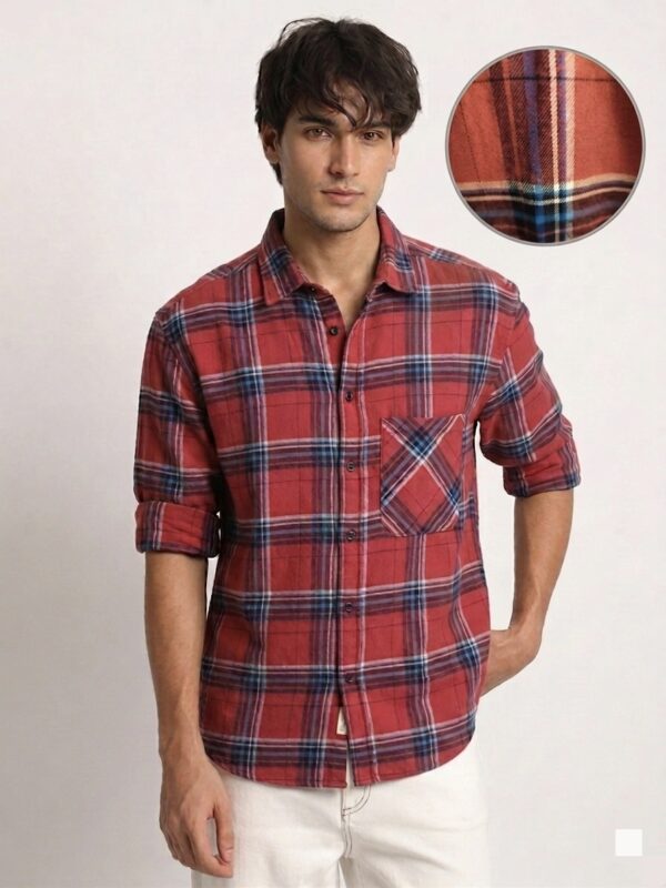 Buy Men's read plaid cotton shirt online india- Draven