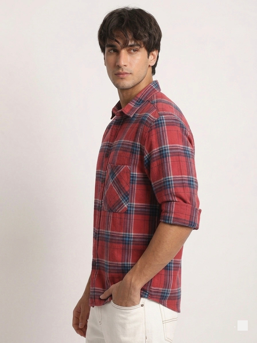 IMG_20260526_111549.jpg Buy Men's read plaid cotton shirt online india- Draven - Image 2