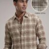 Voston Acer White and Brown Checked Shirt