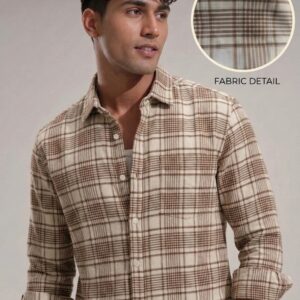 Voston Acer White and Brown Checked Shirt