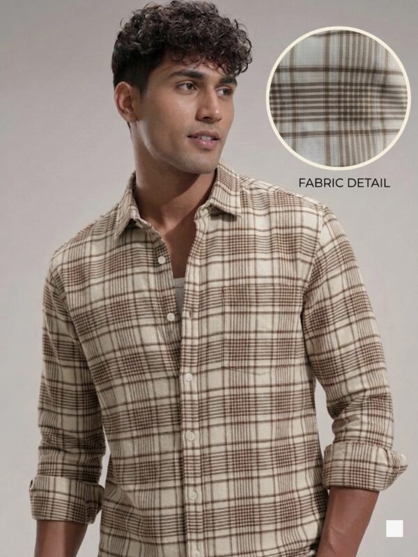 Voston Acer White and Brown Checked Shirt Voston Acer White and Brown Checked Shirt
