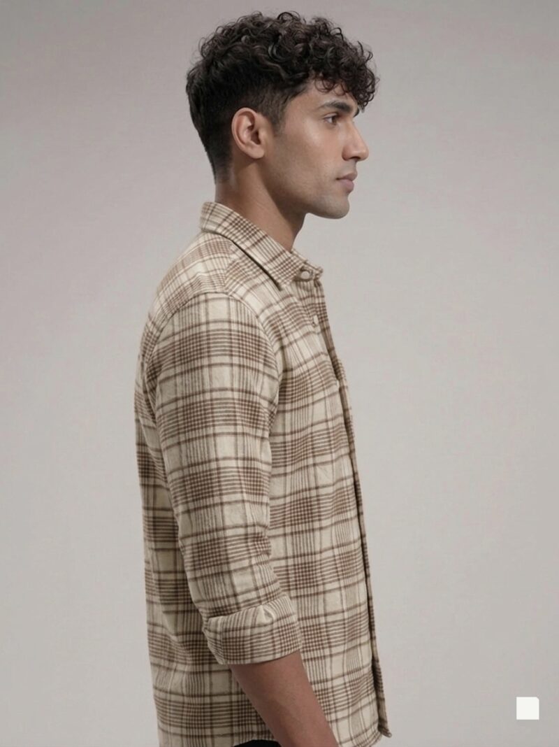 Voston Acer White and Brown Checked Shirt