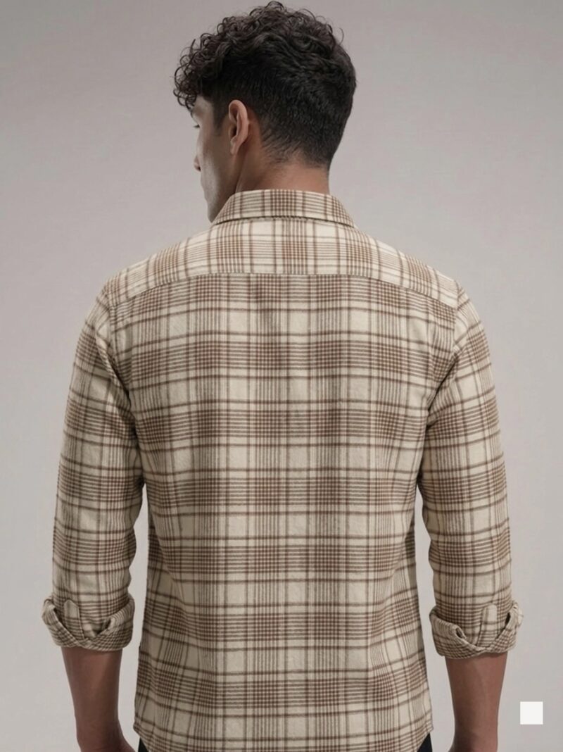 Voston Acer White and Brown Checked Shirt