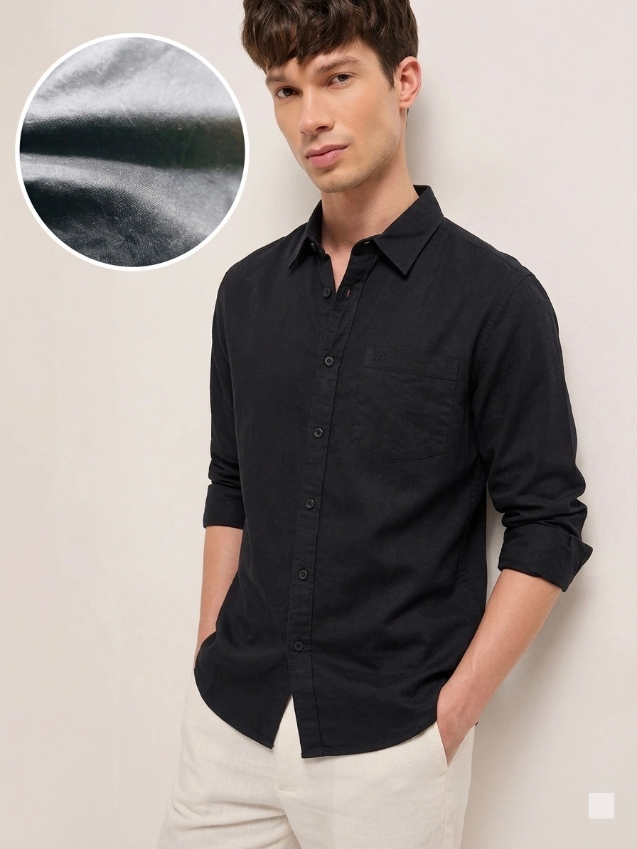 IMG_20260527_185626.jpg Men's Solid Black Premium Pure Cotton Shirt -Buy Online India