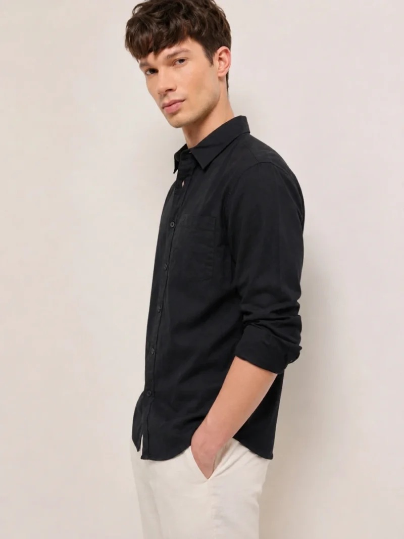 Puma_file_00000000725471fb87c127cbf65c280b (1) Men's Solid Black Premium Pure Cotton Shirt -Buy Online India
