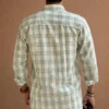 Men,s Sage Green Korean Linen Check Shirt -buy Online India