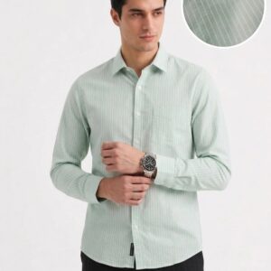 Mint Green Striped Casual Shirt for Men
