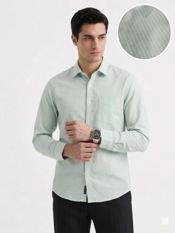 Mint Green Striped Casual Shirt for Men Mint Green Striped Casual Shirt for Men
