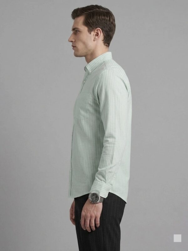 Mint Green Striped Casual Shirt for Men