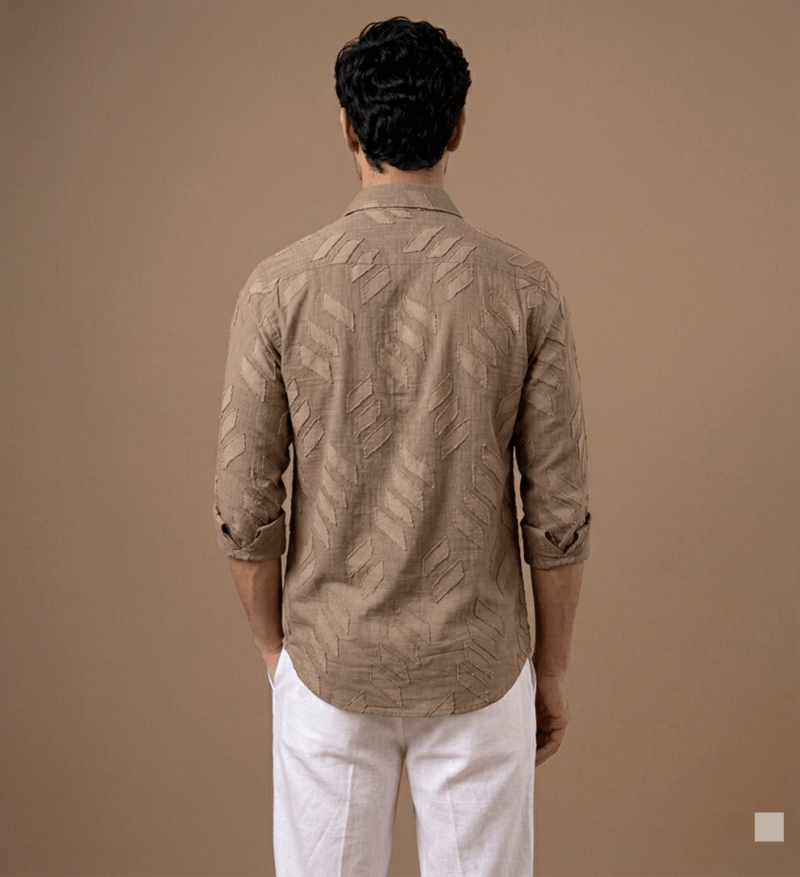 Stylish Men's Textured Geometric Design Shirt