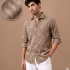 Stylish Men's Textured Geometric Design Shirt