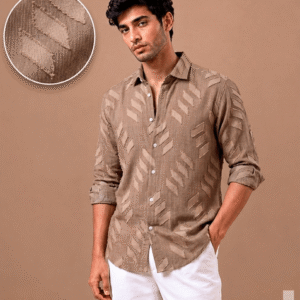 Stylish Men's Textured Geometric Design Shirt
