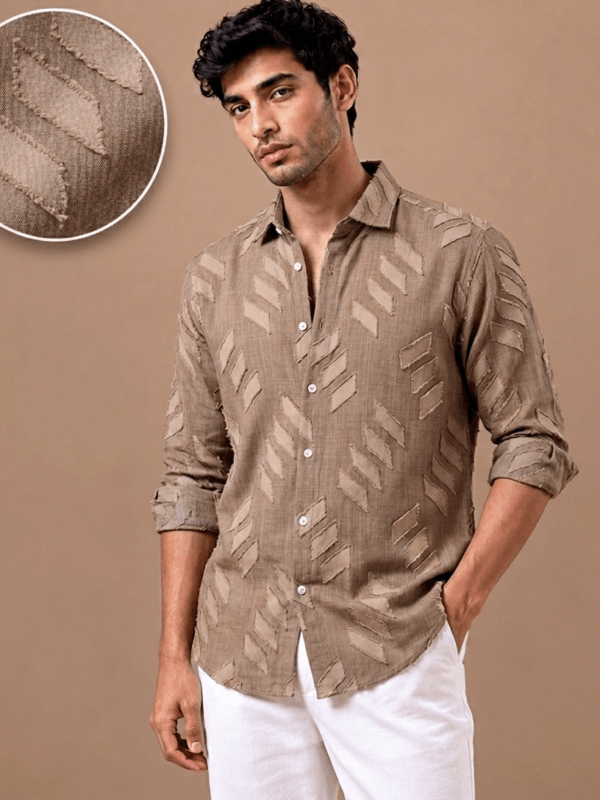 Stylish Men's Textured Geometric Design Shirt Stylish Men's Textured Geometric Design Shirt