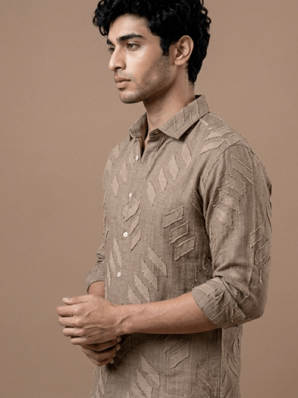 Stylish Men's Textured Geometric Design Shirt