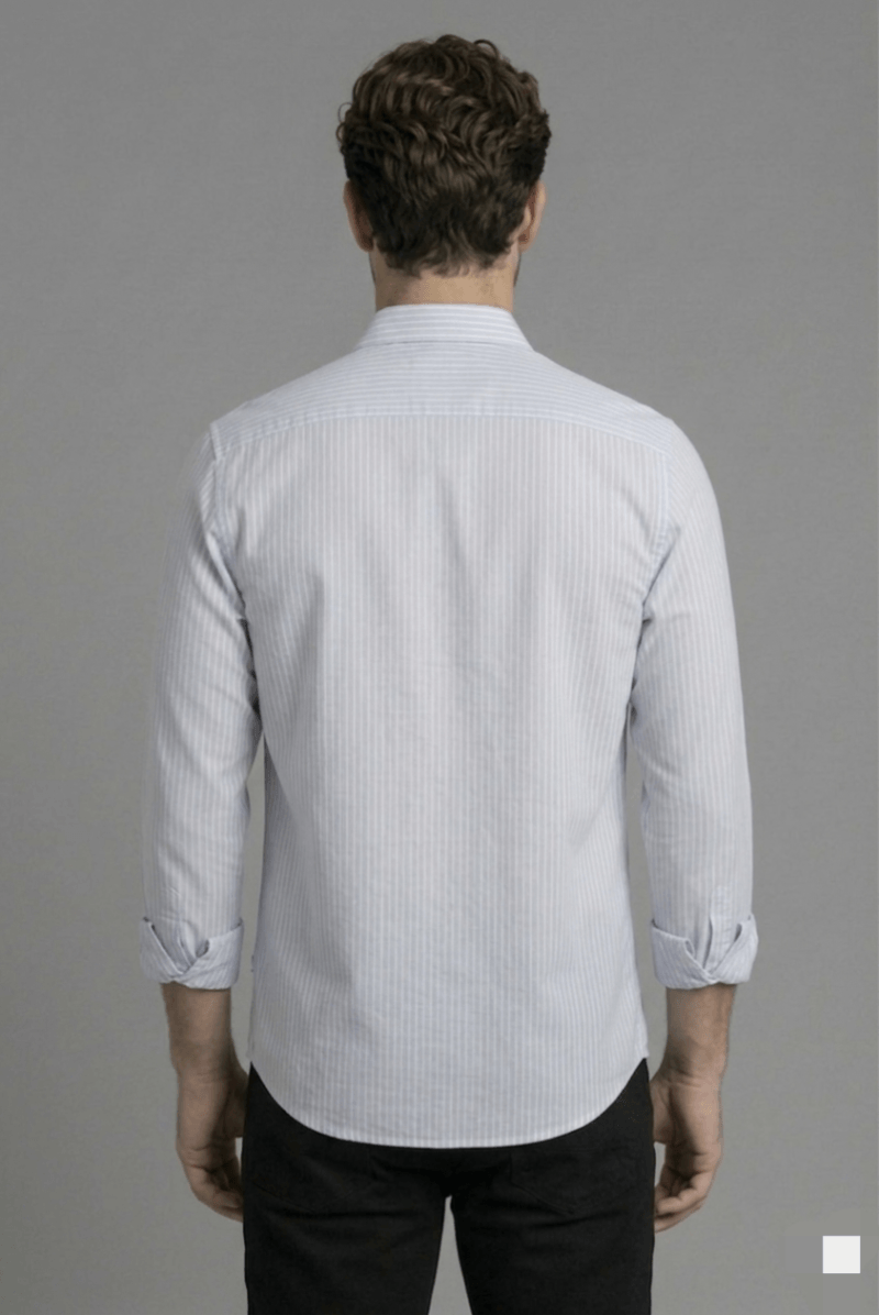 Men's Formal Striped Shirt - Light Blue, Regular Fit - Breathable Cotton Fabric