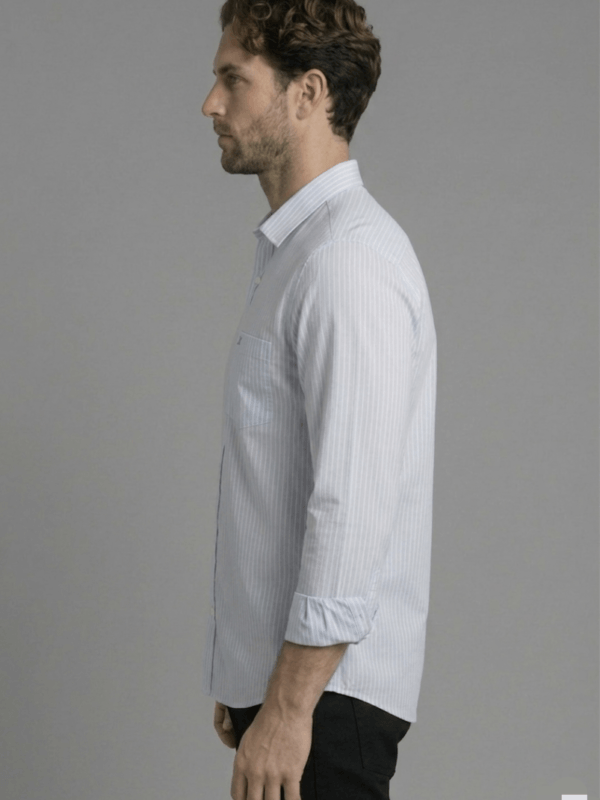Men's Formal Striped Shirt - Light Blue, Regular Fit - Breathable Cotton Fabric