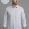 Men's Formal Striped Shirt - Light Blue, Regular Fit - Breathable Cotton Fabric