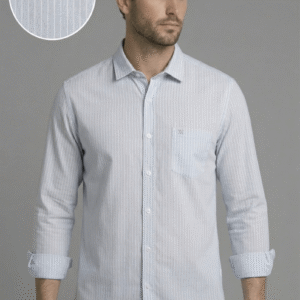 Men's Formal Striped Shirt - Light Blue, Regular Fit - Breathable Cotton Fabric