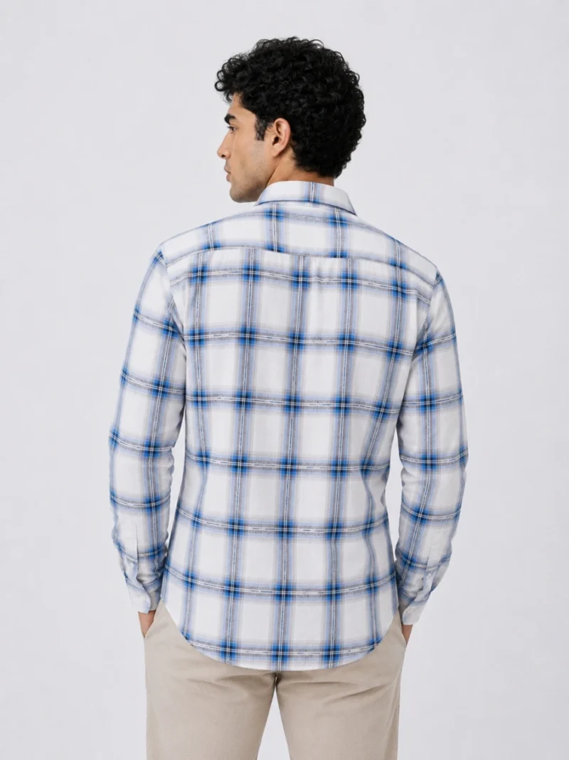 Men’s Full Sleeve Checkered Shirt - Light Blue & White Pattern - Premium Fabric Men’s Full Sleeve Checkered Shirt - Light Blue & White Pattern - Premium Fabric