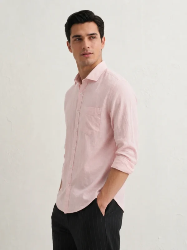 Light Pink Regular Fit Plain Shirt