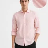 Light Pink Regular Fit Plain Shirt