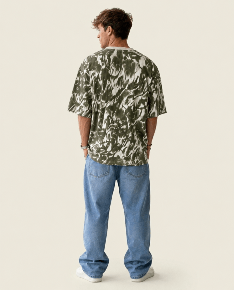 Drabin Premium Olive Marble Texture Oversized Cotton T-Shirt