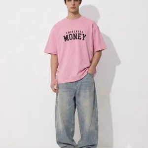 Drabin 'Universal Money' Premium Oversized Graphic T-Shirt – Soft Pink