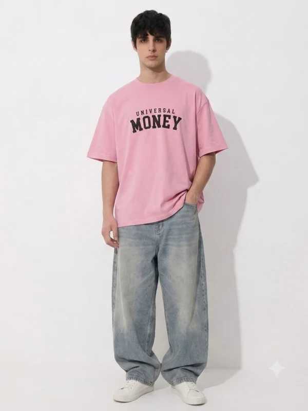 Drabin 'Universal Money' Premium Oversized Graphic T-Shirt – Soft Pink