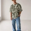 Drabin Premium Olive Marble Texture Oversized Cotton T-Shirt