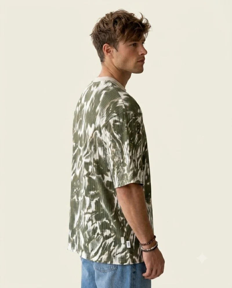 Drabin Premium Olive Marble Texture Oversized Cotton T-Shirt