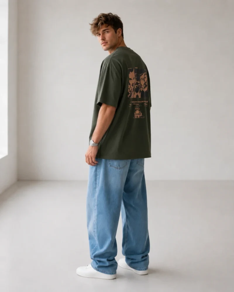DJANGO" – Premium Olive Green Minimalist Oversized T-Shirt