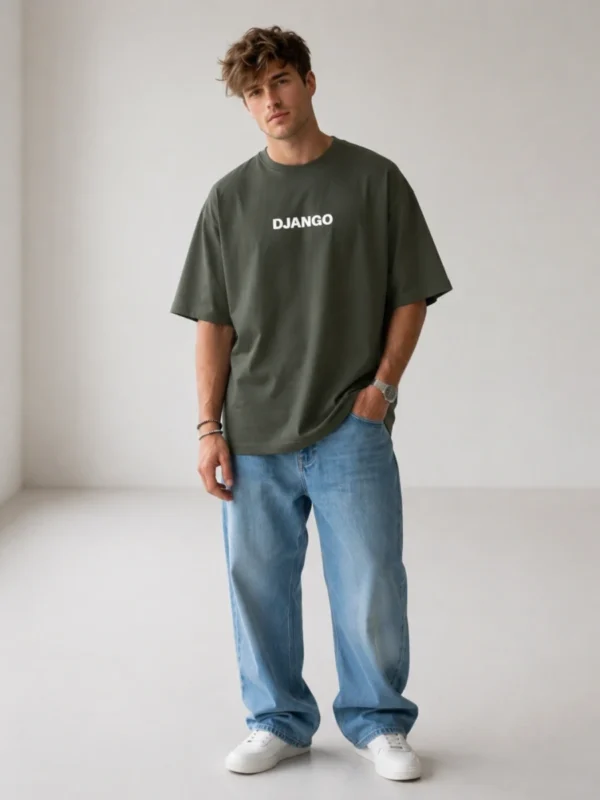 DJANGO" – Premium Olive Green Minimalist Oversized T-Shirt