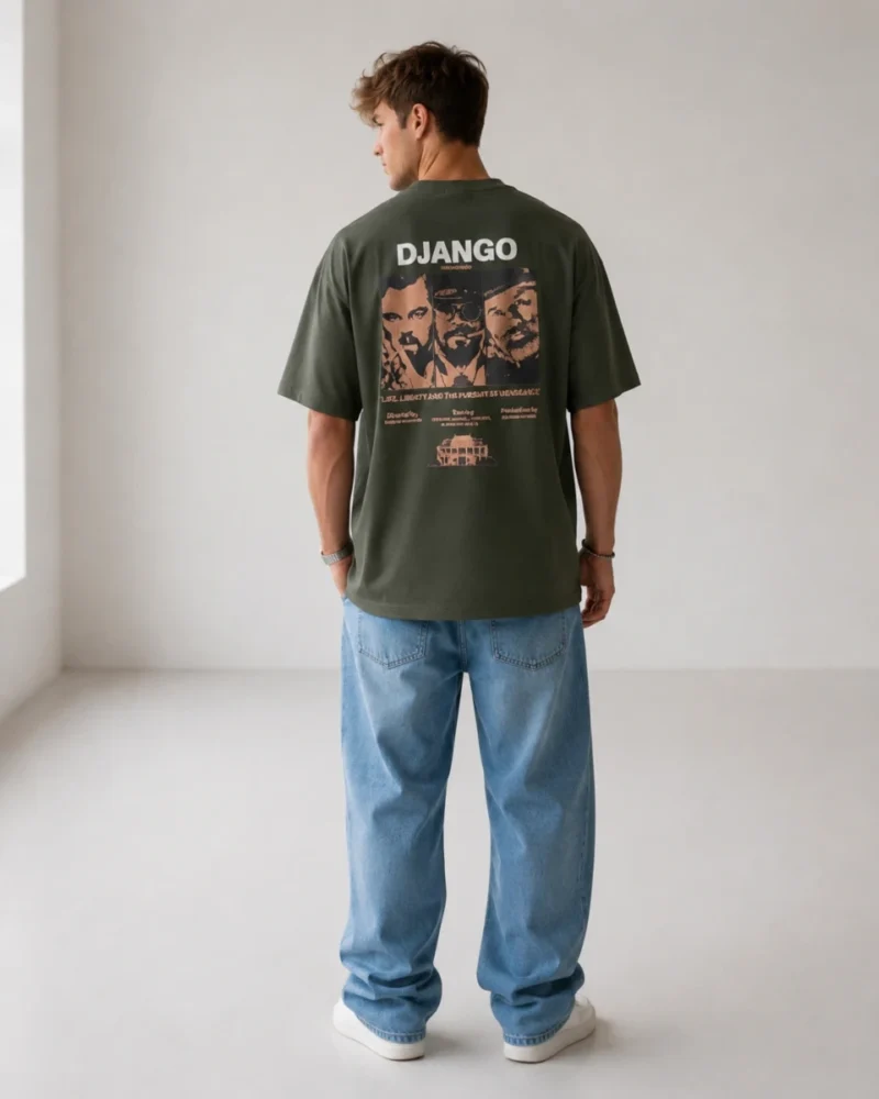 DJANGO" – Premium Olive Green Minimalist Oversized T-Shirt