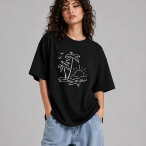 DRAVEN "Summer Sunset" Oversized Black T-Shirt