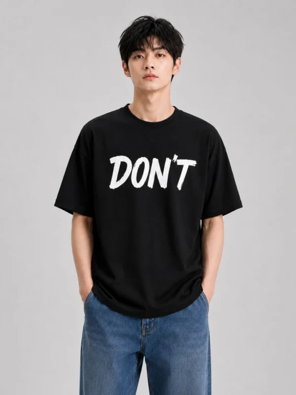 "DON'T" Oversized Graphic T-Shirt | Comfort Fit Black Cotton Tee for Men