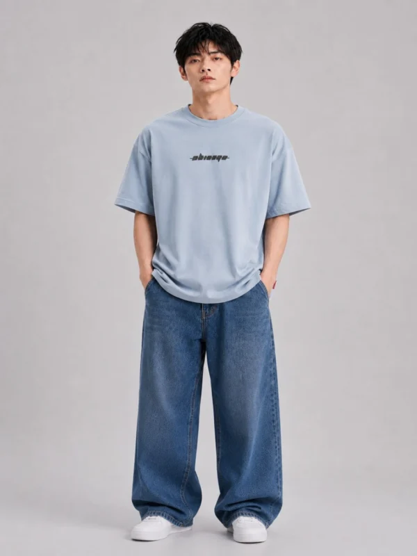 "High Roller" Casino Graphic Oversized T-Shirt – Pure Cotton Comfort Fit (Light Blue)