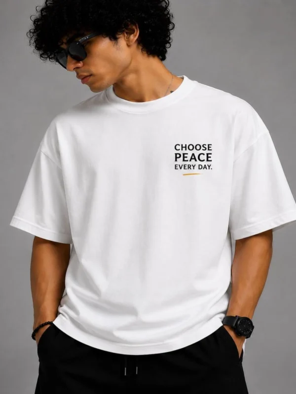DRAVEN "Breathe Release Refocus Restart" Typography Oversized T-Shirt for Men | White Cotton Comfort Fit Tee | 240 GSM DTF Print